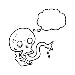 thought bubble cartoon spooky halloween skull