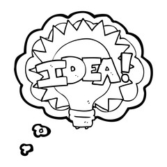 thought bubble cartoon idea light bulb symbol