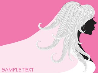 vector drawing of a beautiful woman with long hair and wedding veil can be used as business cards and advertising and invitation and gift card
