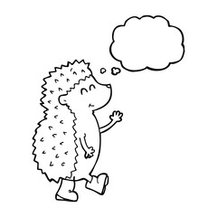 cute thought bubble cartoon hedgehog