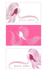 business card with a silhouette of a woman with beautiful hair can be used as banners for design