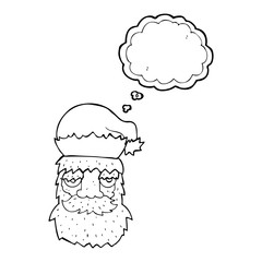 thought bubble cartoon tired santa claus face