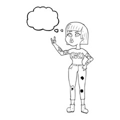 thought bubble cartoon rock girl