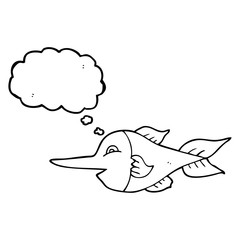 Obraz premium thought bubble cartoon swordfish