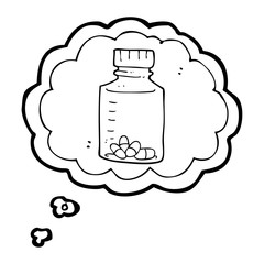 thought bubble cartoon jar of pills