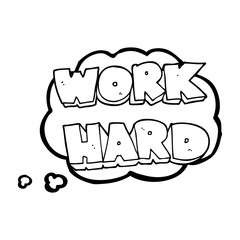 thought bubble cartoon work hard symbol