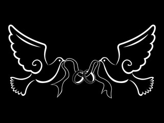 Wedding Dove With Ring Black Background Color Type 2