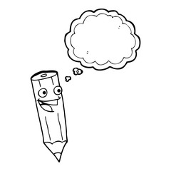 happy thought bubble cartoon pencil