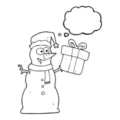 thought bubble cartoon snowman