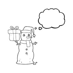 thought bubble cartoon snowman