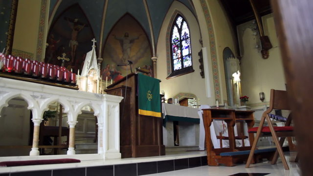 Multiple shots of a beautiful church altar.