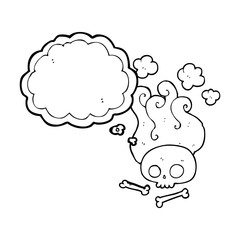 thought bubble cartoon skull and bones