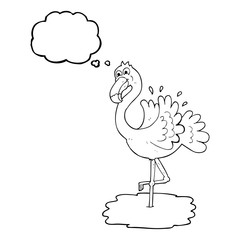 thought bubble cartoon flamingo
