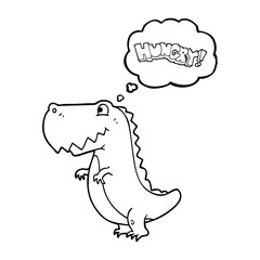 thought bubble cartoon hungry dinosaur