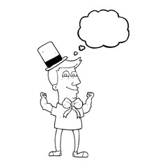 thought bubble cartoon celebrating man