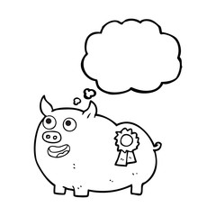 thought bubble cartoon prize winning pig