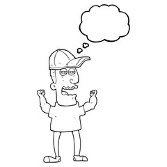 thought bubble cartoon stressed man