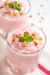 strawberry yogurt with granola