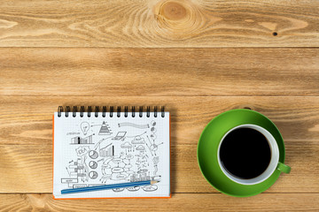 Business workplace with stuff