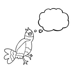 thought bubble cartoon bird singing