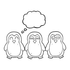 thought bubble cartoon christmas robins holding hands