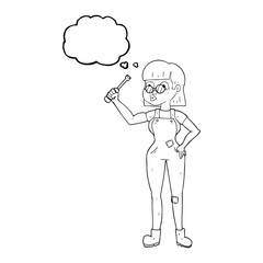 thought bubble cartoon female mechanic