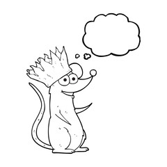 thought bubble cartoon mouse wearing crown