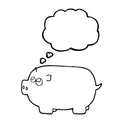 thought bubble cartoon piggy bank