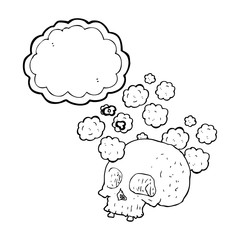 thought bubble cartoon old skull