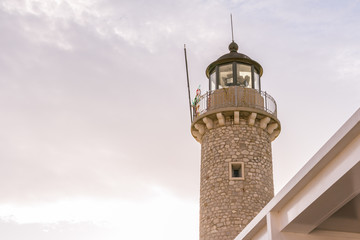 Lighthouse in the harbour of Patras, Peloponnese, Greece