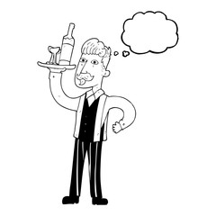 thought bubble cartoon waiter