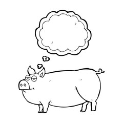 thought bubble cartoon huge pig