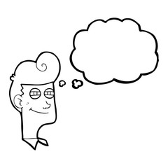 thought bubble cartoon smiling man