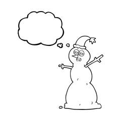 thought bubble cartoon unhappy snowman