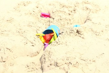 Toys on the beach After kids finish