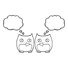 cute thought bubble cartoon owls