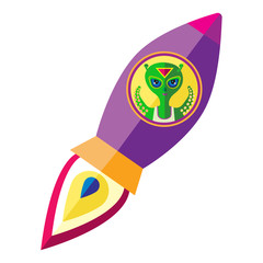 alien in spaceship vector illustration