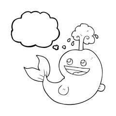 thought bubble cartoon whale spouting water