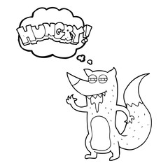 thought bubble cartoon hungry wolf