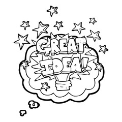 thought bubble cartoon great idea light bulb symbol