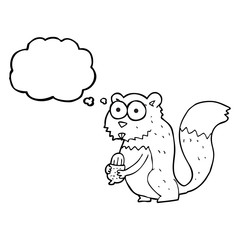 thought bubble cartoon angry squirrel with nut