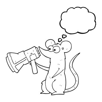 thought bubble cartoon mouse with megaphone