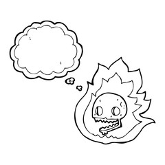 thought bubble cartoon burning skull
