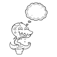 thought bubble cartoon monster plant