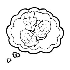 thought bubble cartoon acorns