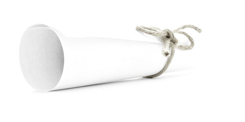 White paper scroll tied with rope, one natural node isolated
