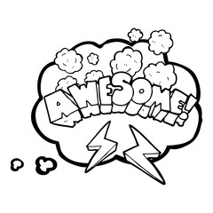 thought bubble cartoon word awesome