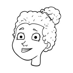 black and white cartoon female face