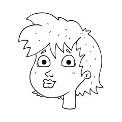 black and white cartoon female face