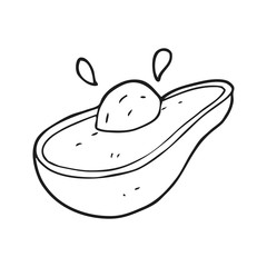black and white cartoon avocado